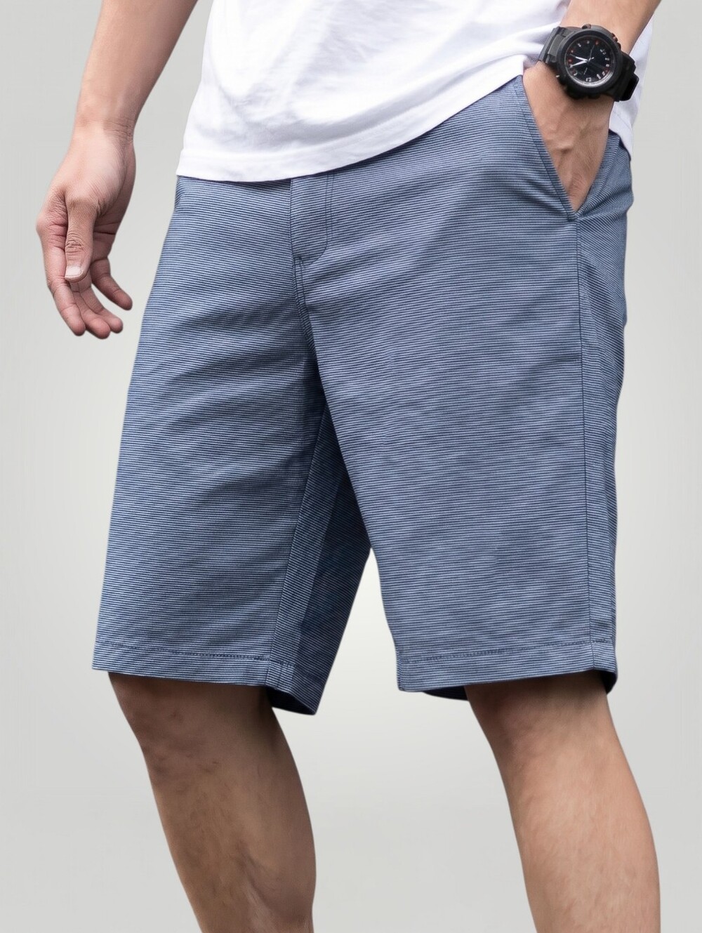 Travis Mathew Mens Shorts 36 Blue Striped Flat Front Golf Performance‎ Stretch